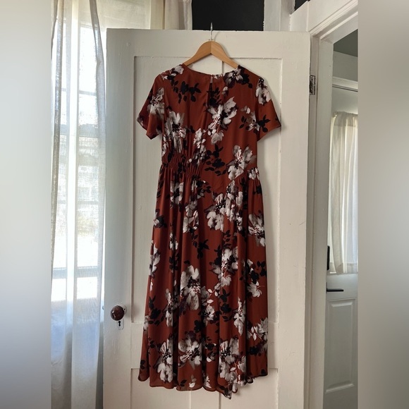 Simply Vera Vera Wang Autumn Orange Floral Midi Dress Size Medium - Picture 6 of 6